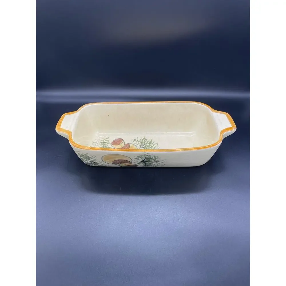 Vintage Los Angeles Pottery Bread / Loaf Pan 70’s Mushrooms *See paint photo